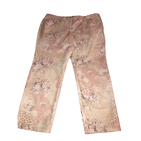 Cosma Nano Fabric Floral Pink & Beige 16P Cotton Blend Pants with Spandex - Picture 10 of 12